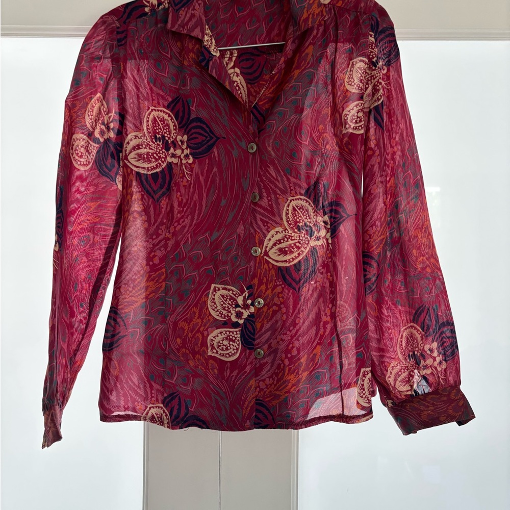 Floral Pink Button-Up Blouse